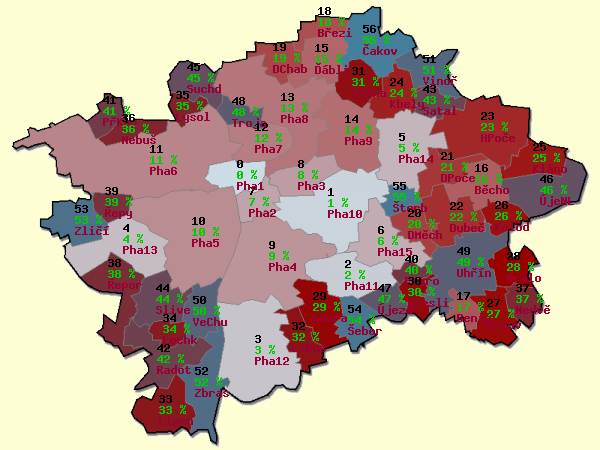 Náhled generované mapy - Praha městské části